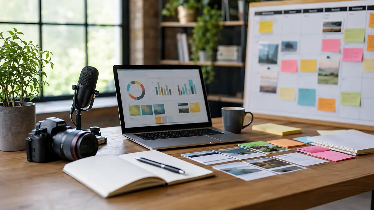 Content marketing strategy for small business planned on an organized desk